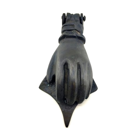 Antika Tarz Dekoratif Pirinç El Kapı Tokmağı, Taktak  167x75 mm, Oksit