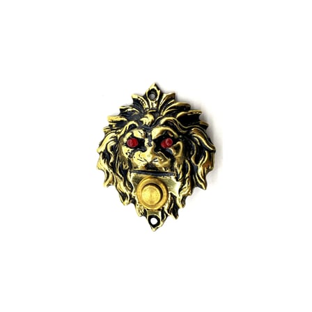 Antika Tarz Dekoratif Pirinç Aslan Kapı Zili  100x78 mm, Antik, Led Işıklı