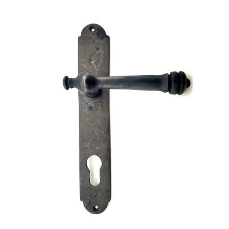 Antika Tarz Dekoratif Pirinç Taşra Banyo Kapı Kolu  220x35 mm, Oksit