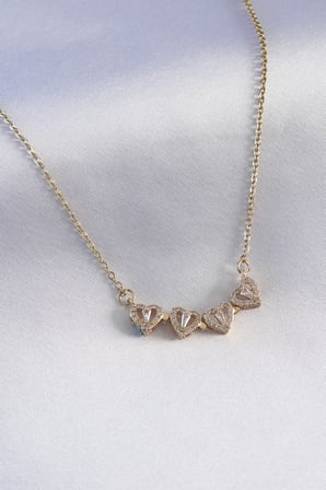 316L Çelik Gold Renk Açılır Zirkon Taşlı Yonca Model Kadın Ke