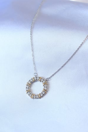 316L Çelik Gümüş Renk Zirkon Taşlı Gold Detay Xoxo Kadın Ke
