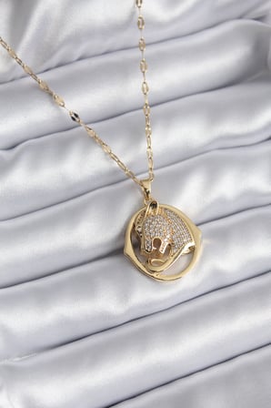 316L Çelik Gold Renk Zirkon Taşlı Jaguar Model Kadın Ke