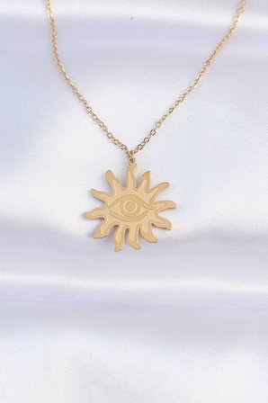 316L Çelik Zincir Gold Renk Göz Güneşi Tasarımlı Ke