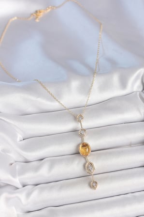 Pirinç Zincir Kehribar Sarı Gold Renk  Zirkon Taşlı Y Ke