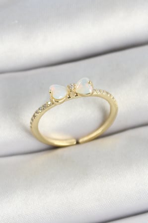 Pirinç Fiyonk Figürlü Zirkon Taşlı Gold Renk Ayarlanabilir Kadın Yüzük