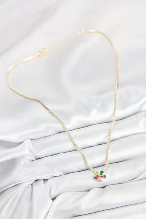 Pirinç Zirkon Taşlı Su Yolu Asorti Çiçek Model Gold Renk Kadın Ke