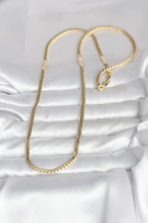 CM 14K Gold Renk Yassı Ezme Zincir Model 60 cm Kadın Ke
