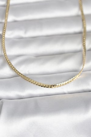 CM 14K Gold Renk Yassı Zincir Model 45 cm Kadın Ke