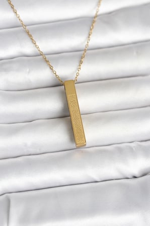 316L Çelik Gold Renk Ayetel Kürsi Yazılı Bar Çubuk Ke
