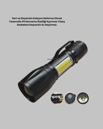 4 Mod Şarjlı Işıldak | Ultra Güçlü Cree LED | Su Geçirmez Alüminyum Gövde