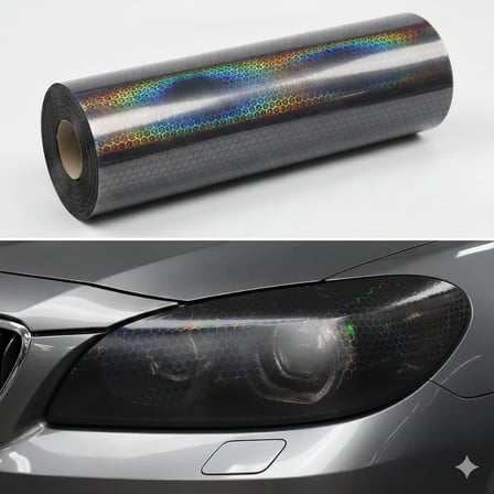 Petek Desenli 3D Colormatik Far Filmi Stop Fosu 1mx30cm Koyu Siyah