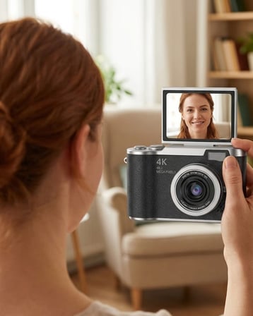 4K Dijital Kamera 48 MP 8X Zoom ve 180 Derece Flip Ekran Vlog Çekim Özellikli