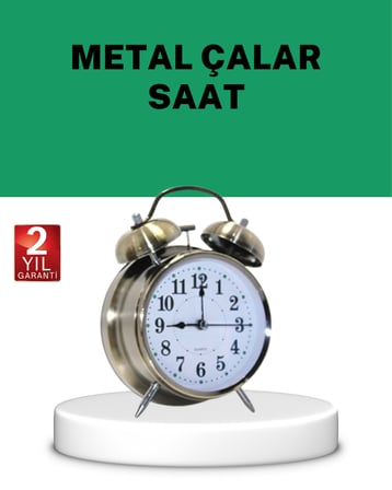 Dekoratif Yuvarlak Gümüş Sessiz Işıklı Masa Üstü Çalar Saat Alarmlı ve Şık Tasarım