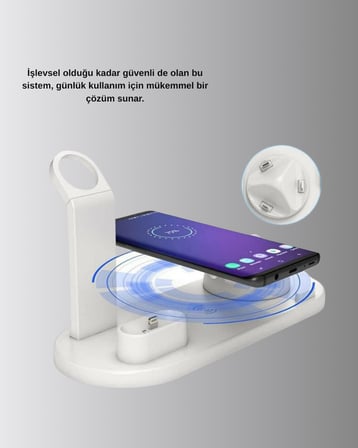 4’lü  Kablosuz Şarj Standı  Watch ve AirPods Çoklu Şarjlı