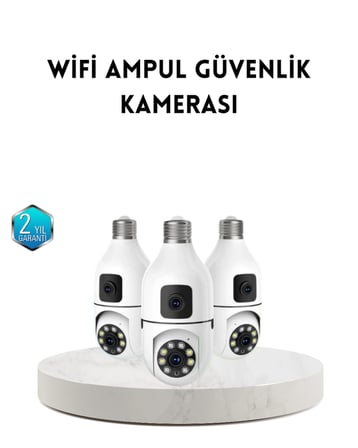 WiFi Ampul Güvenlik Kamerası 1080P Full HD Gece Görüşlü ve Hareket Algılamalı