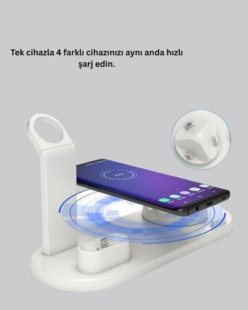 , AirPods ve Akıllı Saat Uyumlu Çoklu Şarj Cihazı