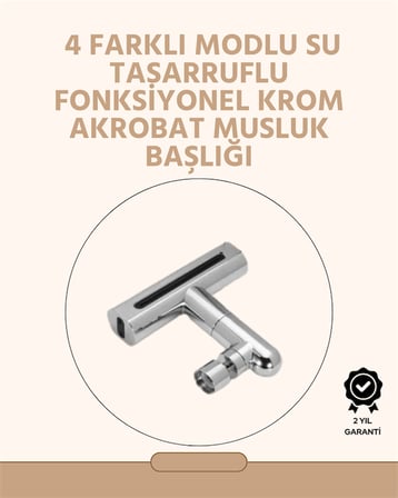Çok Fonksiyonlu Musluk Başlığı | 4 Su Modu | Geniş Uyumlu Adaptör Seti | Mutfak ve Banyo Uyumlu