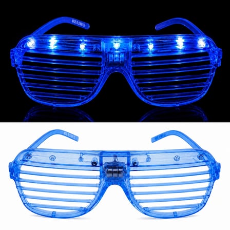 LED Işıklı Panjur Parti Gözlüğü Mavi Renk Shutter Gözlük