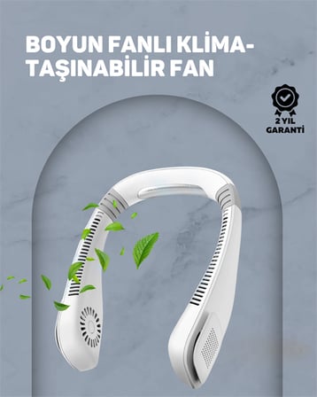 USB Şarjlı Giyilebilir Fan | 5 Kademeli Rüzgar Hızı, Sessiz Turbo Soğutma, 360° Hava Sirkülasyonu