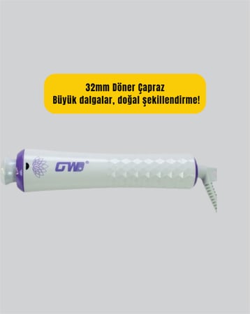 GW Saç Kıvırma Makinesi – 360° Döner Başlık, Negatif İyon Teknolojisiyle