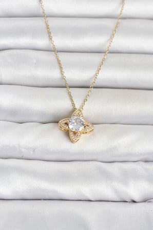 316L Çelik Zincir Gold Renk Yonca Model Kadın Ke