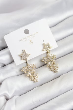 Yıldız Model Gold Renk Zirkon Taşlı Küpe