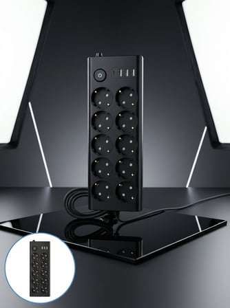 10 Prizli USB Destekli Çoklu Priz TypeC Şarj Girişli Güvenli Güç Ünitesi
