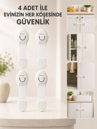 4 Adet Çok Amaçlı Çocuk Güvenlik Kilidi Dolap, Çekmece ve Gardırop İçin