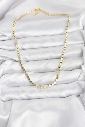 316L Çelik Zincir Gold Renk Ezme Zincir Model  45 cm Kadın Ke