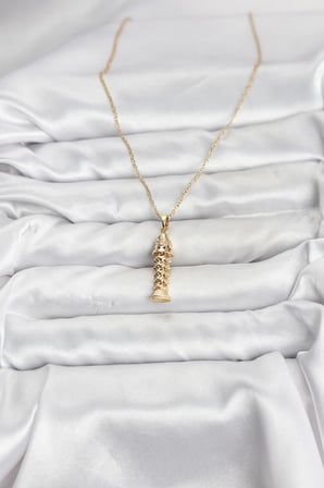 316L Çelik Zincir Gold Renk Balık Model Zirkon Taşlı Kadın Ke