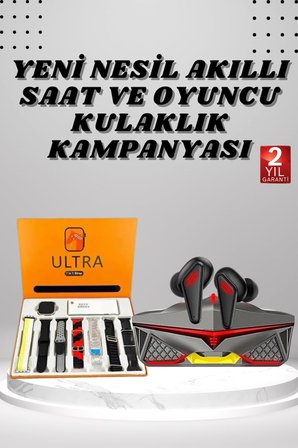 7 Kordonlu Akıllı Saat Ve Kulaklığı Bluetooth Bağlantılı Android ve İOS Uyumlu
