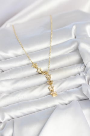 316L Çelik Yıldız Model Gold Renk Zirkon Taşlı Kadın Ke