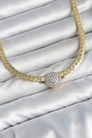 Ezme Zincir Model Zirkon Taşlı VIP Seri Gold Renk Kadın Ke