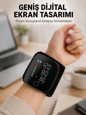 Evde Günlük Kullanıma Uygun Şarjlı Bilekten Tansiyon Ölçüm Cihazı