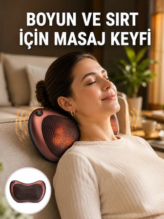 Isıtma Özellikli Derin Yoğurma Masaj Yastığı Priz & Çakmak Girişli Yeni Nesil