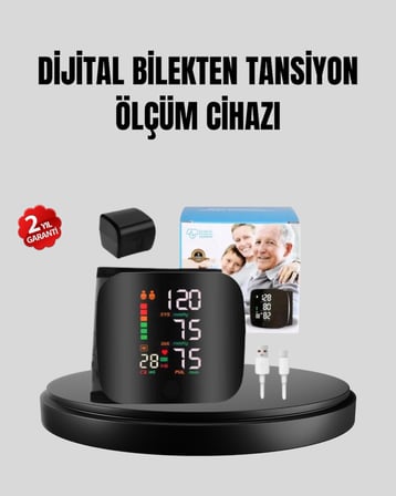 Bilekten Ölçüm Dijital Tansiyon Ai – Renkli Risk Göstergeli ve Aritmi Uyarılı