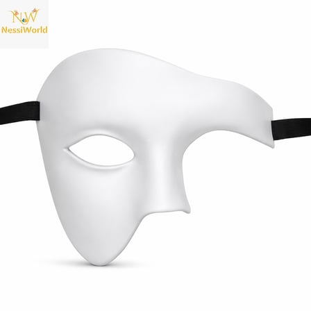 Beyaz Yarım Erkek Maske – Phantom Parti & B Maskesi