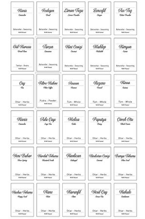 Kuruyemiş, Baharat, Bakliyat Için Kavanoz Etiketleri, 5x7 Cm - 140 Adet Folyo Sticker