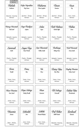 Kuruyemiş, Baharat, Bakliyat Için Kavanoz Etiketleri, 5x7 Cm - 140 Adet Folyo Sticker