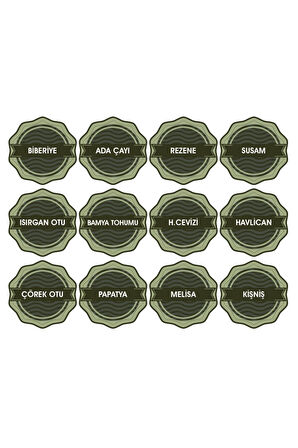 Kuruyemiş, Baharat, Bakliyat Için Kavanoz Etiketleri, 6 Cm - 60 Adet Folyo Sticker