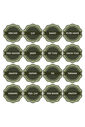 Kuruyemiş, Baharat, Bakliyat Için Kavanoz Etiketleri, 6 Cm - 60 Adet Folyo Sticker