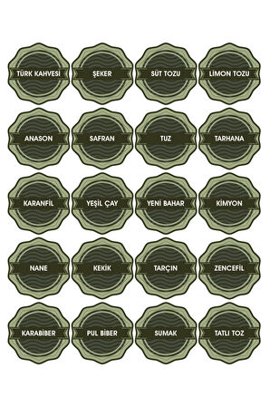 Kuruyemiş, Baharat, Bakliyat Için Kavanoz Etiketleri, 5 Cm - 76 Adet Folyo Sticker