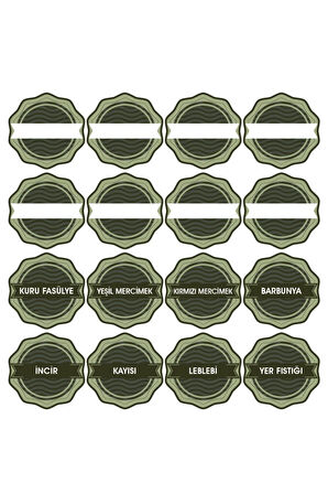 Kuruyemiş, Baharat, Bakliyat Için Kavanoz Etiketleri, 5 Cm - 76 Adet Folyo Sticker