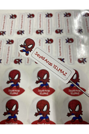Okul Etiketi Kalem Defter Etiketi, Baby Spider - Örümcek Adam Etiketi - 194 Adet Opak Sticker