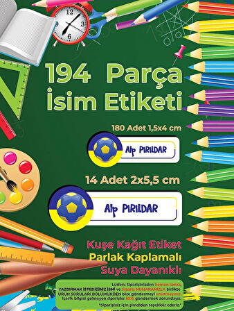 Okul Etiketi, Kalem Defter Etiketi, FB Etiketi - 194 Adet Opak Sticker