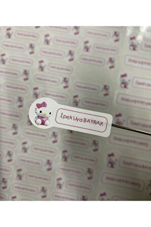 Okul Etiketi, Kalem Defter Etiketi, Hello Kitty Etiketi - 194 Adet Opak Sticker