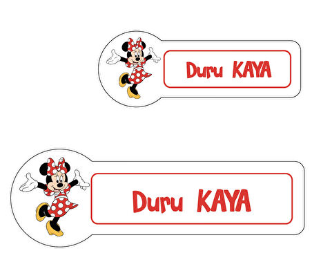 Okul Etiketi, Kalem Defter Etiketi, Minie Mouse Etiketi - 194 Adet Opak Sticker