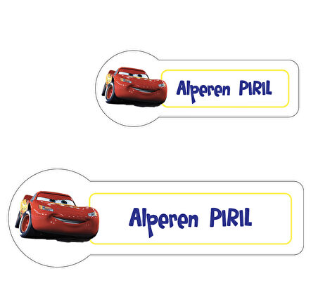 Okul Etiketi Kalem Defter Etiketi, Şimşek Macqueen Etiketi - 194 Adet Opak Sticker