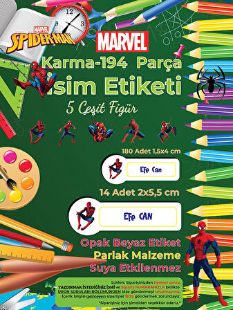 Okul Etiketi Kalem Defter Etiketi, Örümcek Adam, Spider Man Etiketi - 40 Adet 5cm Opak Sticker