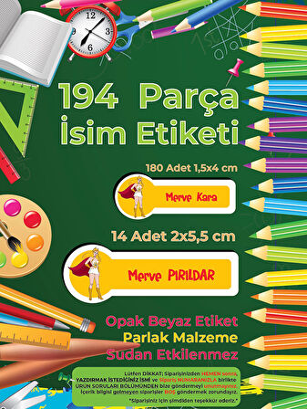 Okul Etiketi Kalem Defter Etiketi, She-Ra Etiketi - 194 Adet Opak Sticker